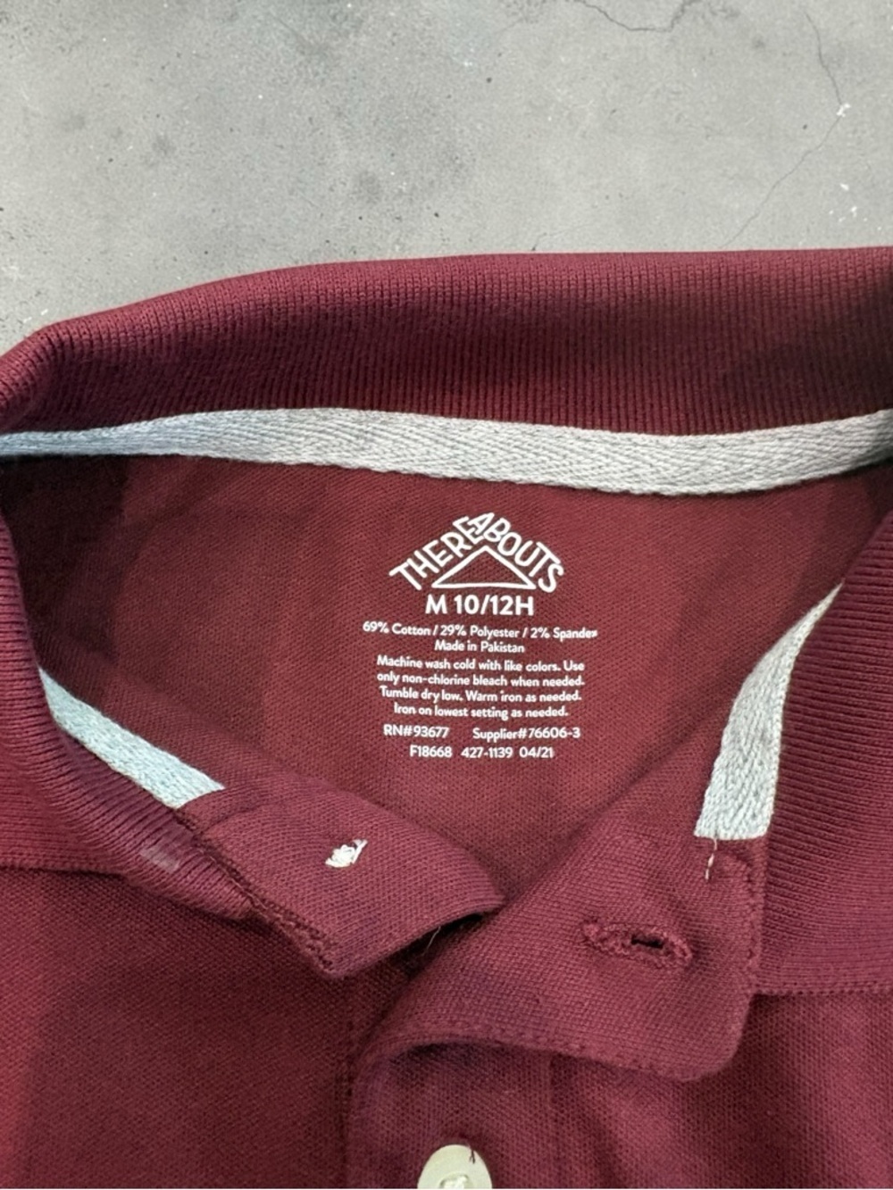 NWT Boys size Medium Husky (10H-12H) Thereabouts Long Sleeve Polo Shirt Burgundy - Picture 2 of 6